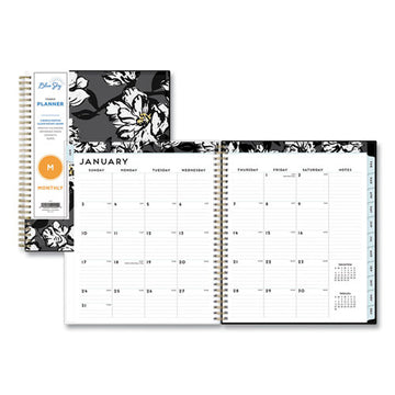 Blue Sky® Baccara Dark Monthly Planner, Baccara Dark Floral Artwork, 10 X 8, Gray-black-gold Cover, 2022 freeshipping - TVN Wholesale